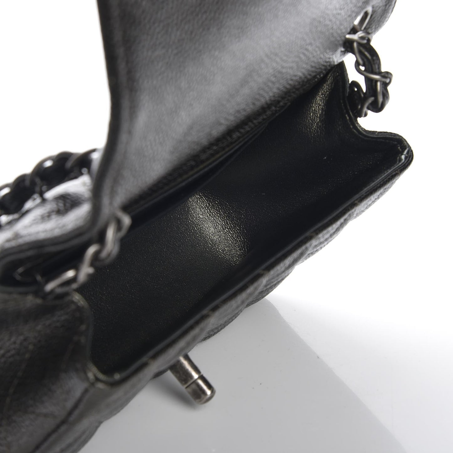 Caviar Quilted Mini Rectangular Flap Dark Charcoal