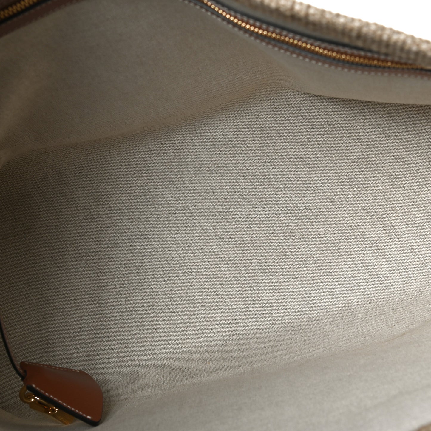 Textile Calfskin Horizontal Cabas Beige Tan