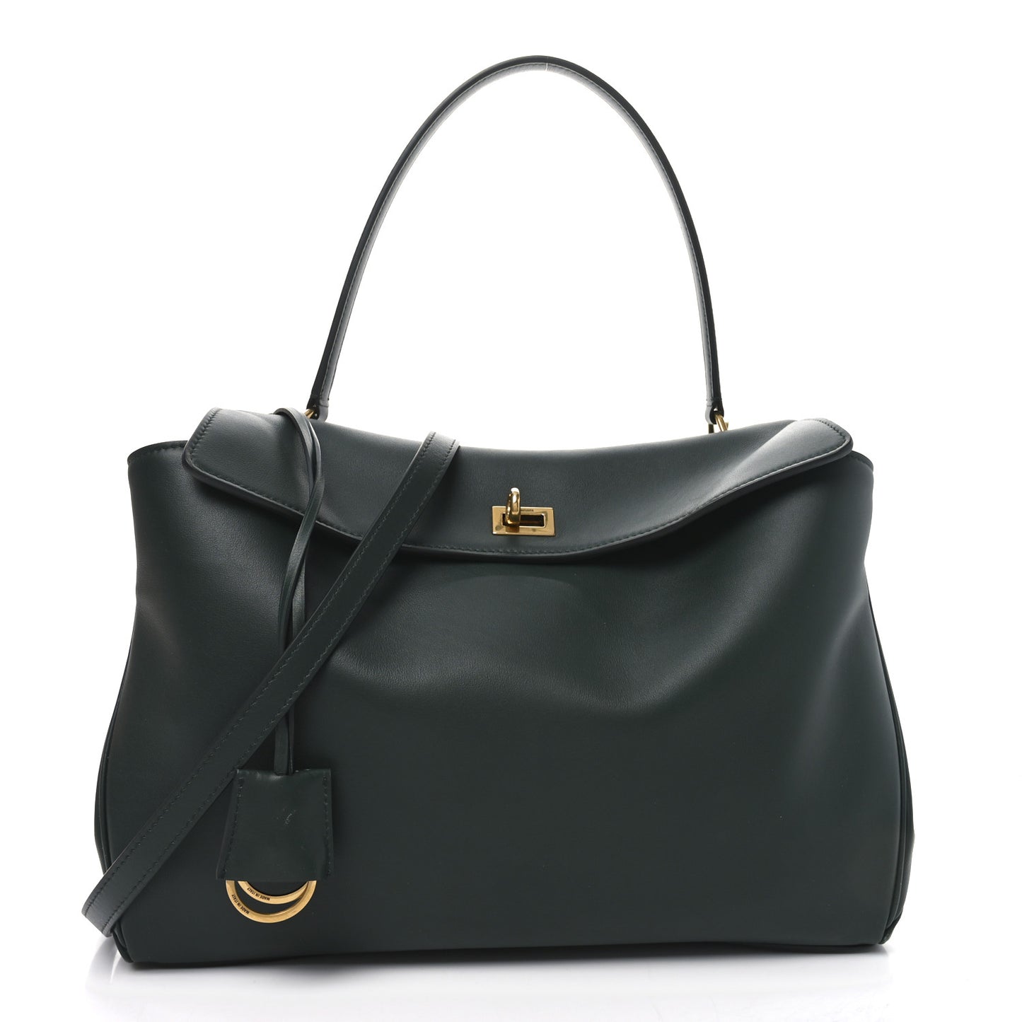 Natural Smooth Calfskin Medium Rodeo Top Handle Handbag Pine Green