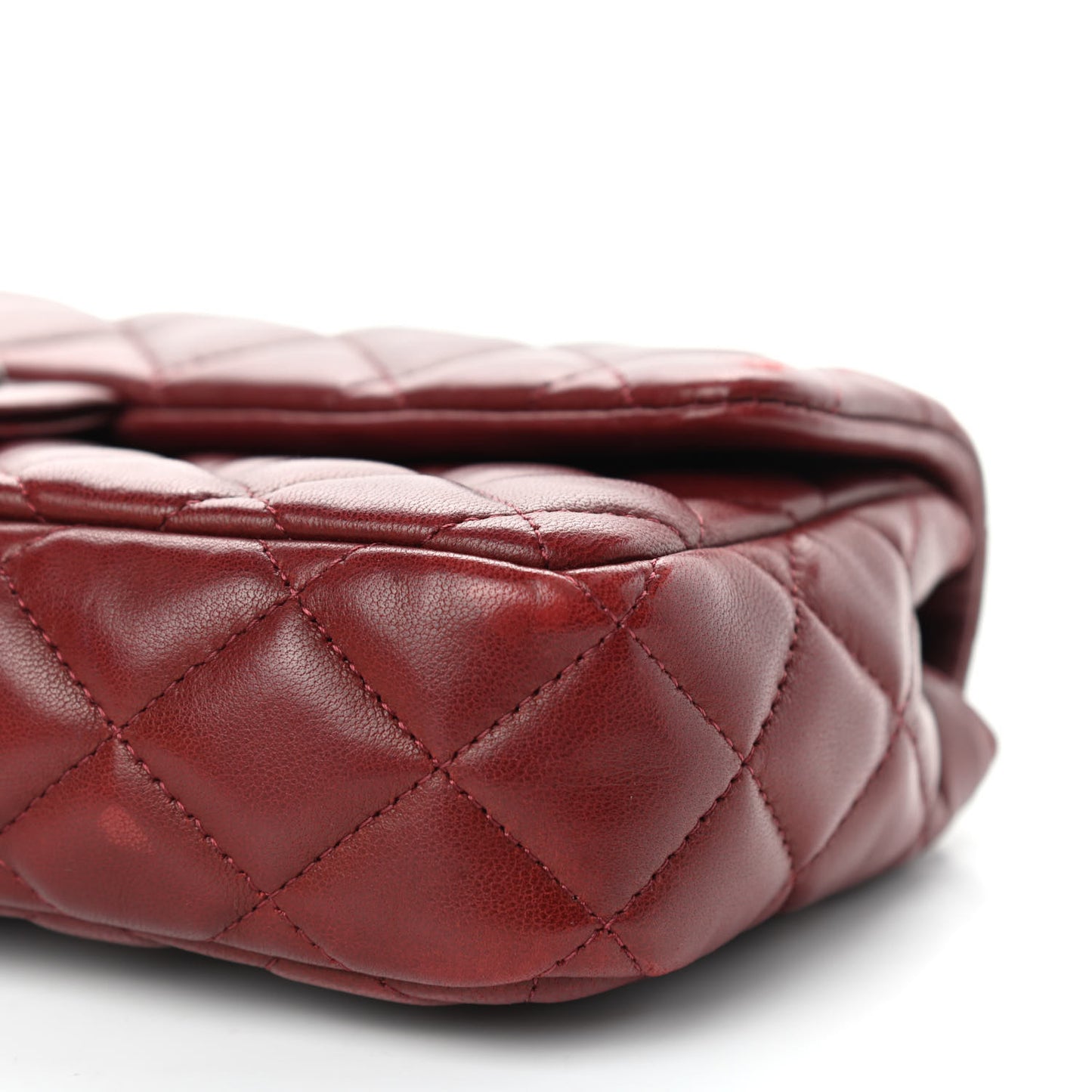 Lambskin Quilted East West Flap Dark Red