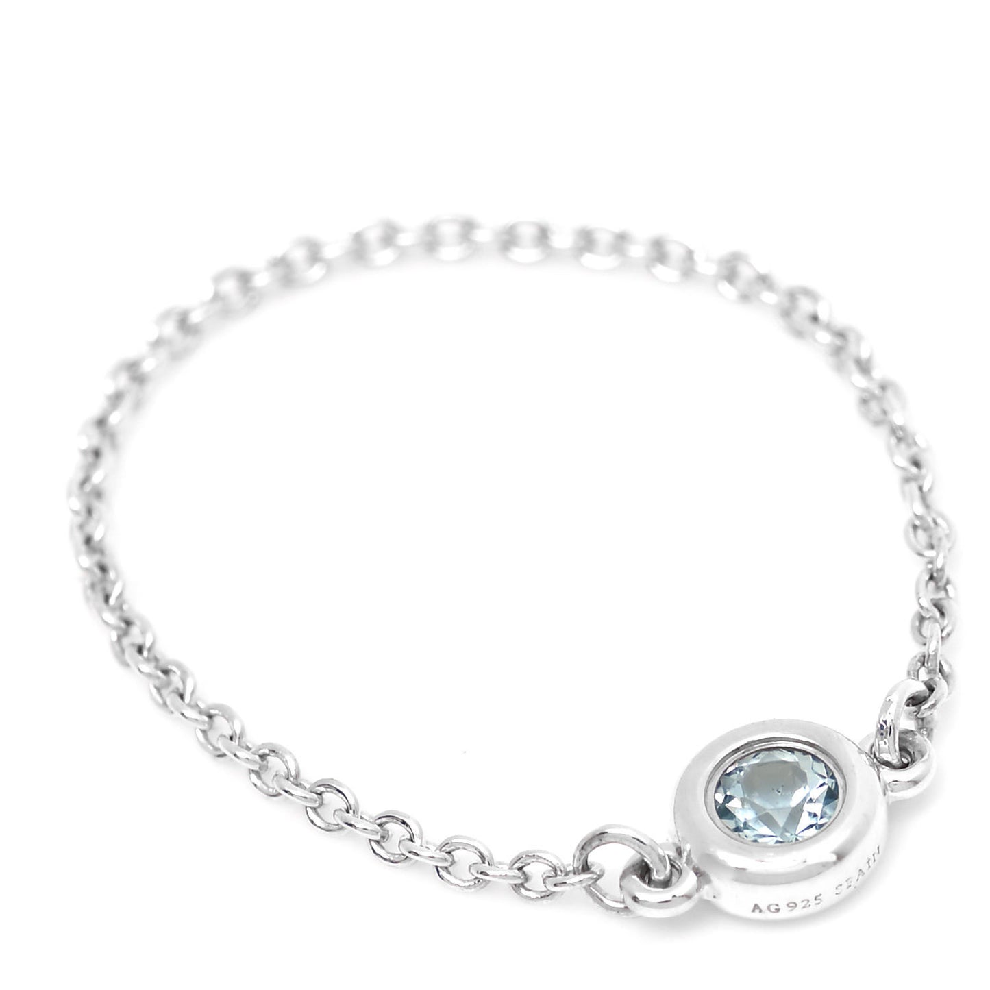 Sterling Silver Aquamarine Elsa Peretti Color by the Yard Ring 54 7