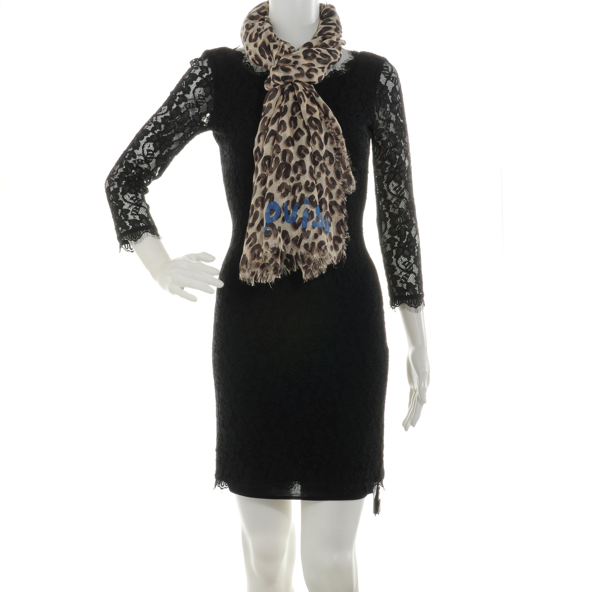Louis Vuitton Cashmere Silk Leopard Stole Beige 2 of 7