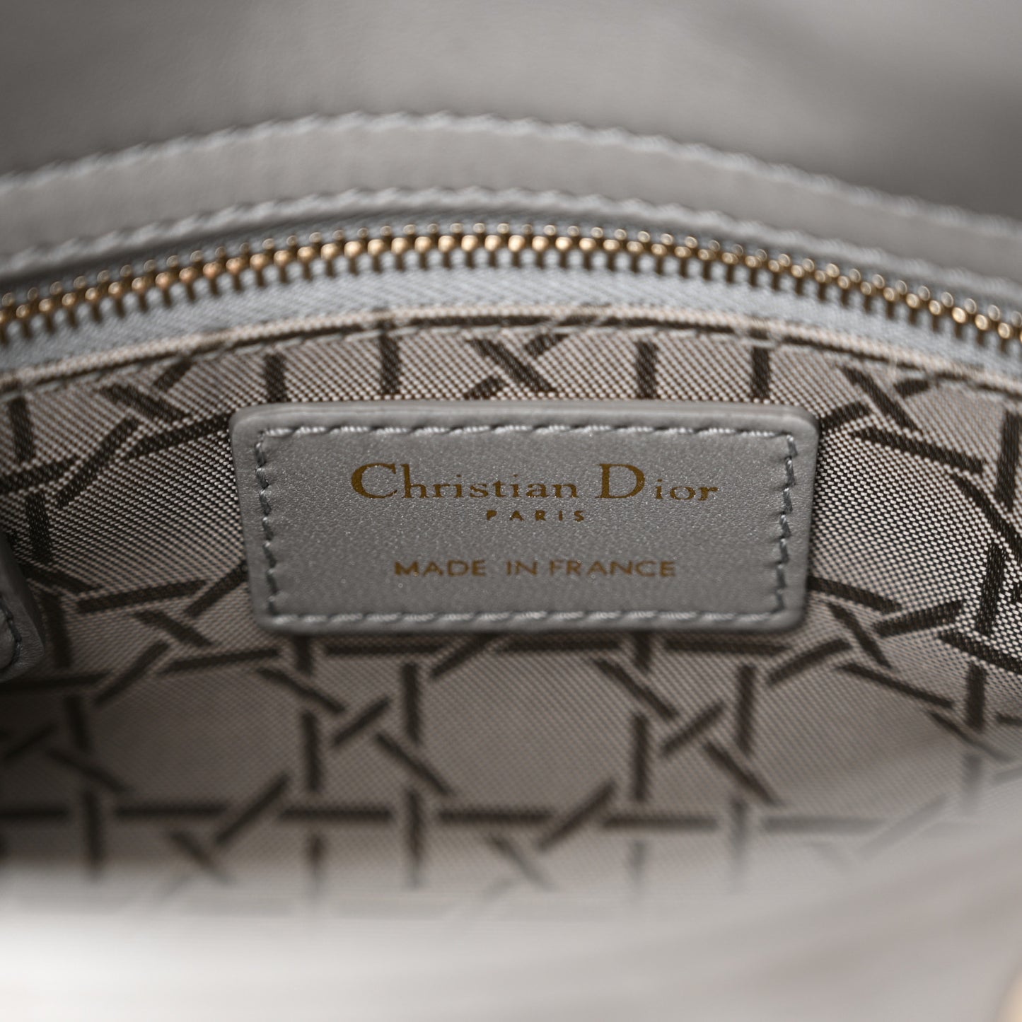 Lambskin Cannage Mini Lady Dior Gray Opaline