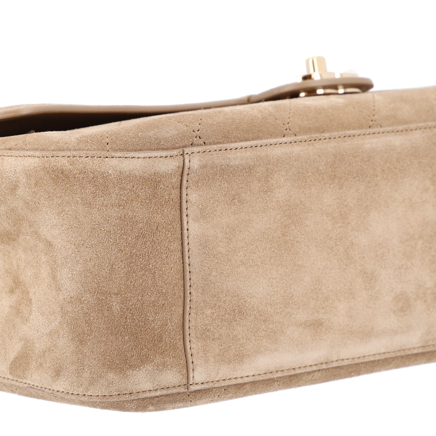 Suede Calfskin Small Souplissimo Maxi Flap Dark Beige