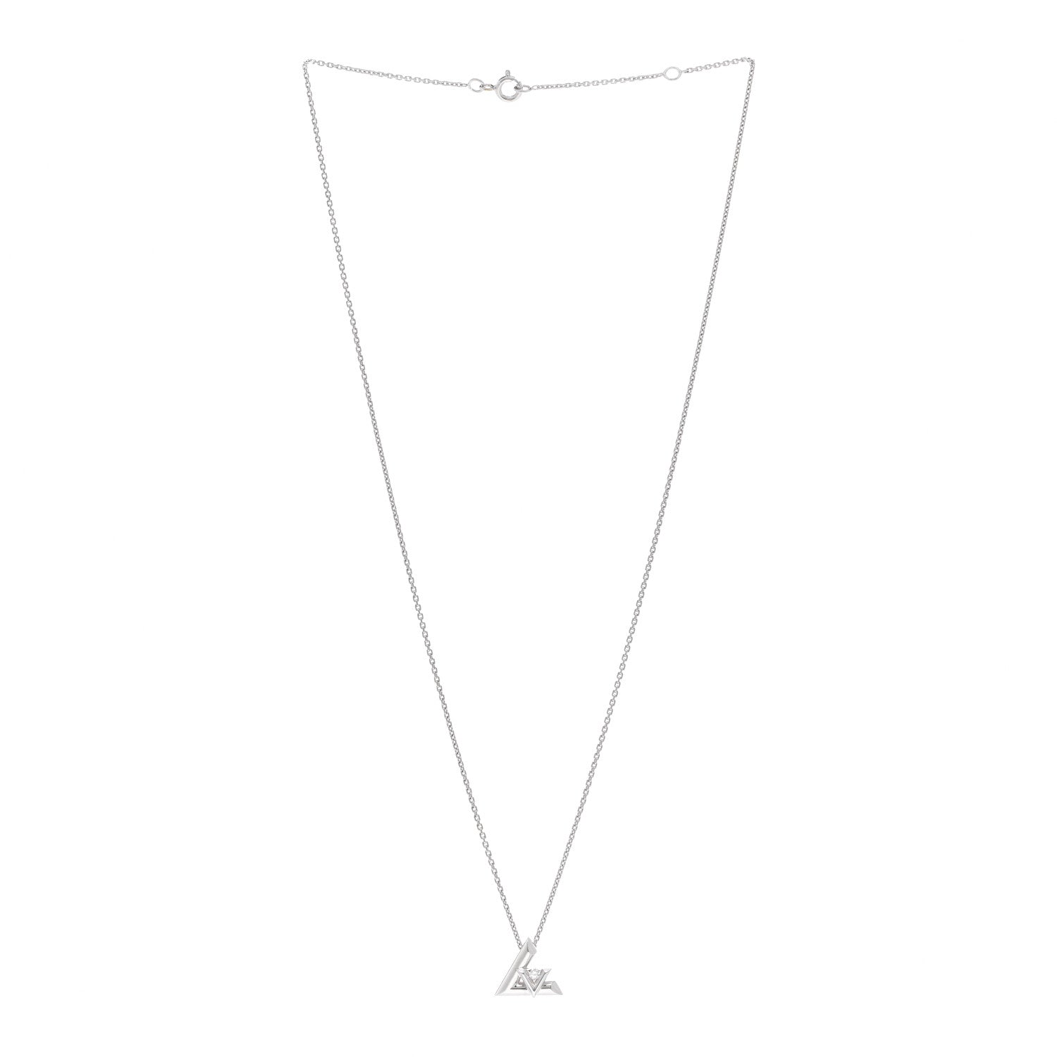 Louis Vuitton 18K White Gold Diamond Small LV Volt One Pendant Necklace 3 of 5