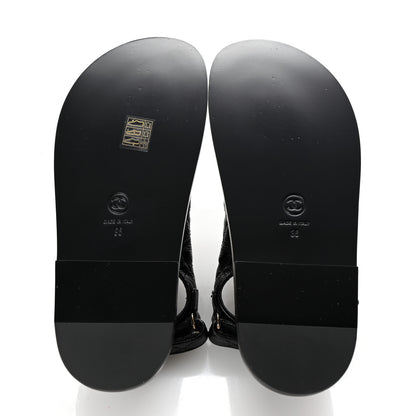 Chanel Grained Calfskin Velcro Dad Sandals 36 Black 6 of 10