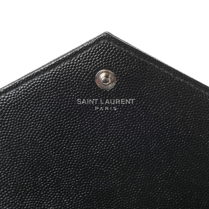 Saint Laurent Grain De Poudre Matelasse Chevron Monogram Chain Wallet Black 6 of 10