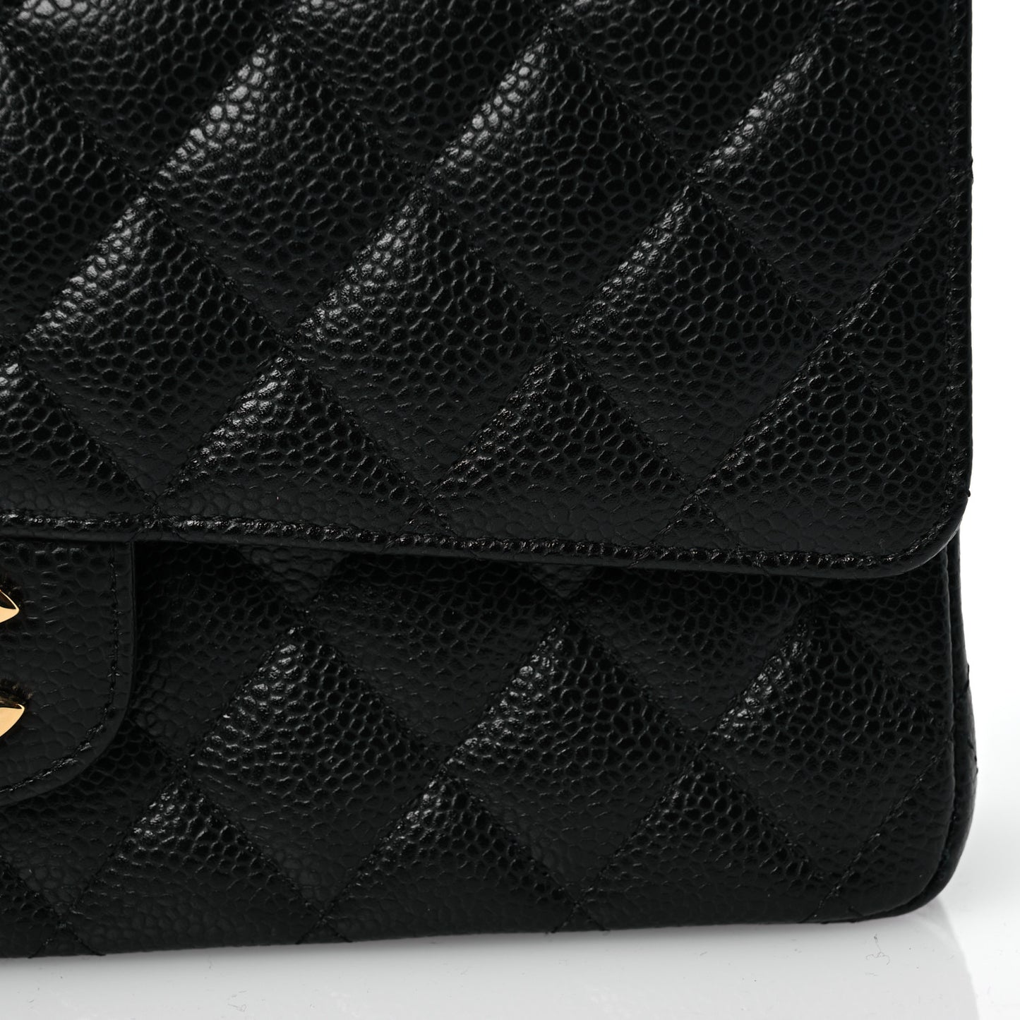 Caviar Quilted Medium Double Flap Black