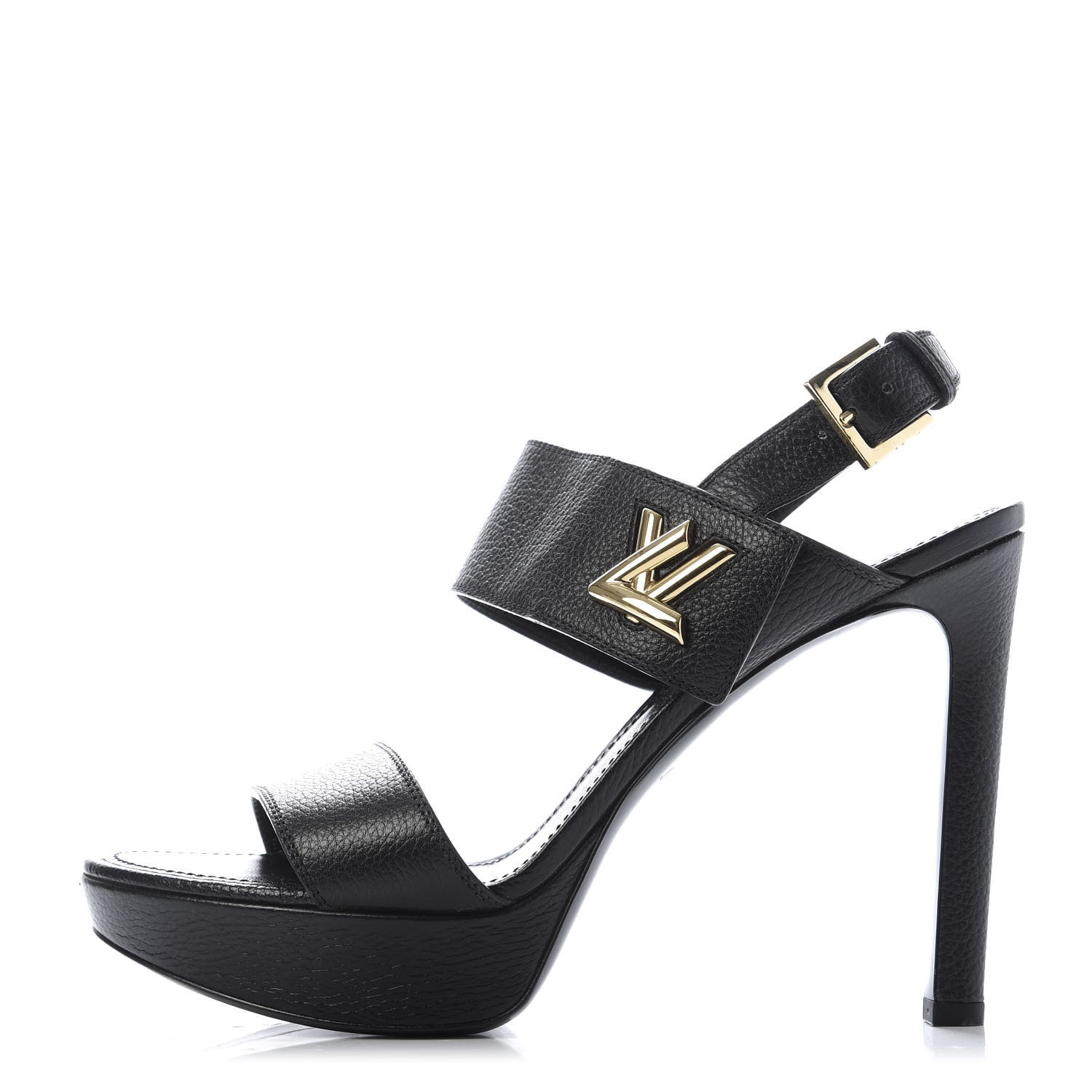 Louis Vuitton Grained Calfskin Horizon Platform Sandals 41 Black 1 of 8