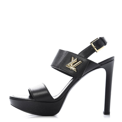 Louis Vuitton Grained Calfskin Horizon Platform Sandals 41 Black 1 of 8