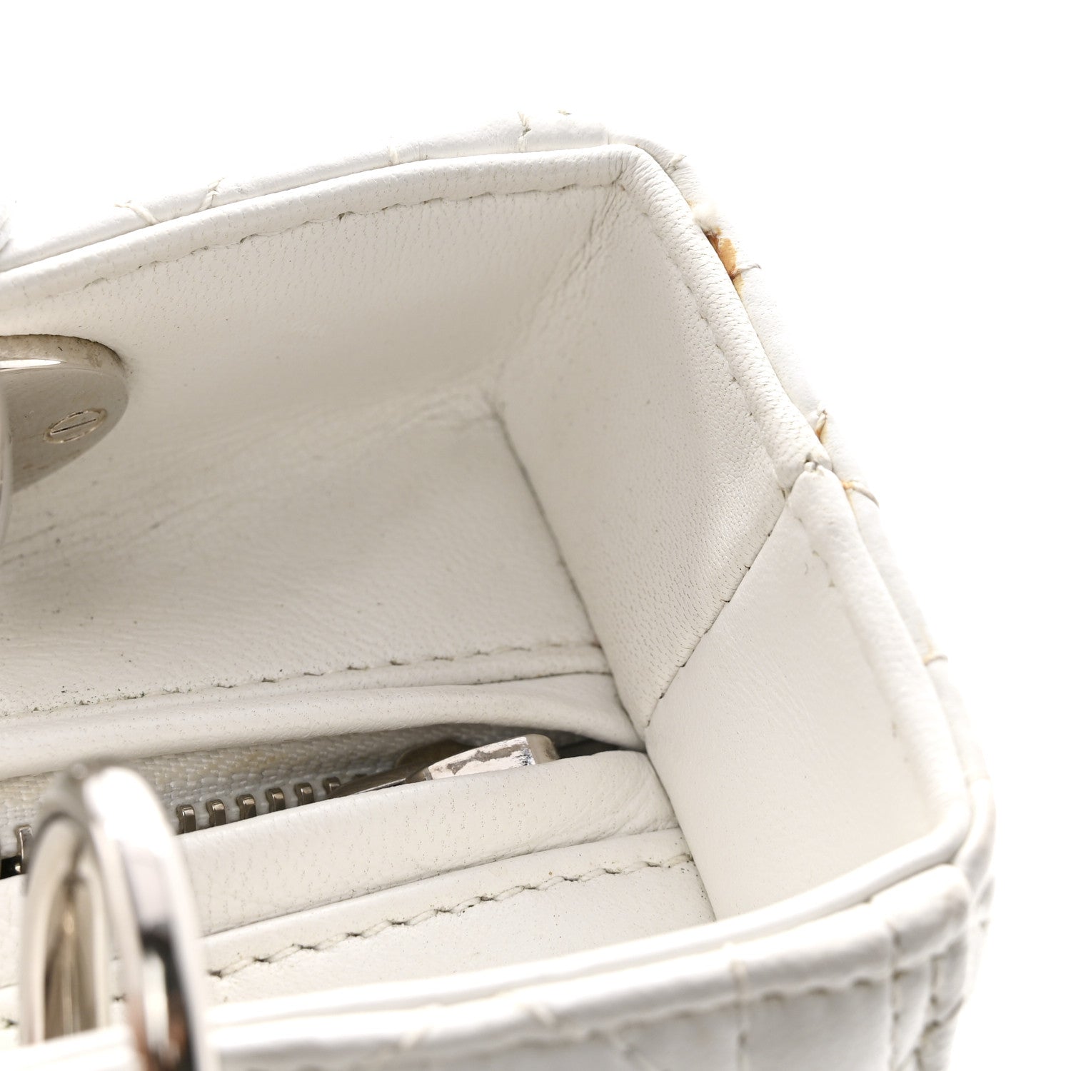 Christian Dior Lambskin Cannage Medium Lady Dior White 13 of 17