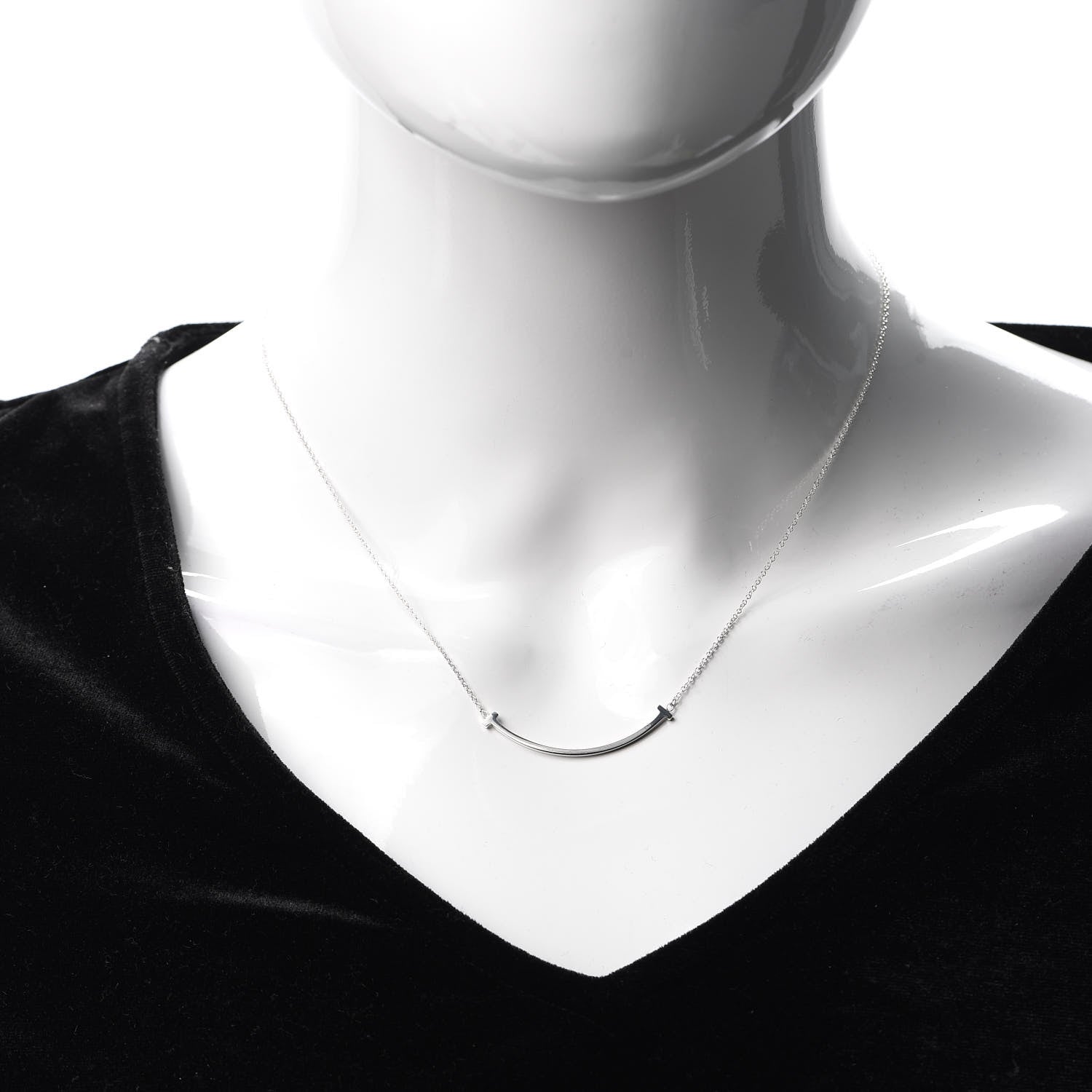 Tiffany Sterling Silver Small T Smile Pendant Necklace 2 of 6