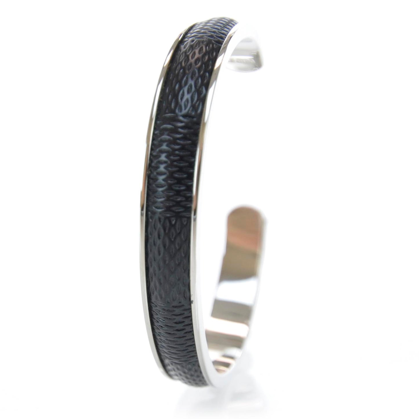 Mens Damier Embossed Leather Palladium Soho Bracelet