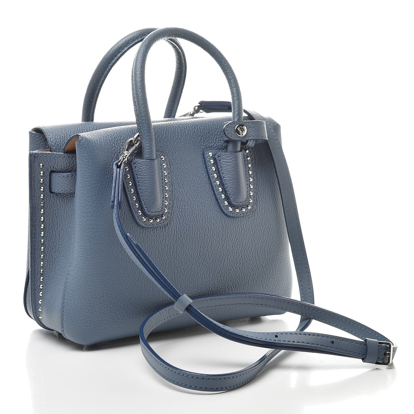 Grained Calfskin Studded Mini Milla Tote Luft Blue