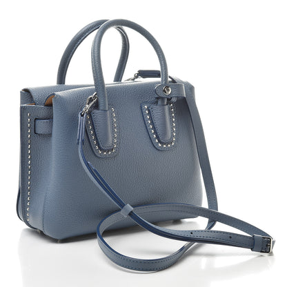 MCM Grained Calfskin Studded Mini Milla Tote Luft Blue 3 of 11