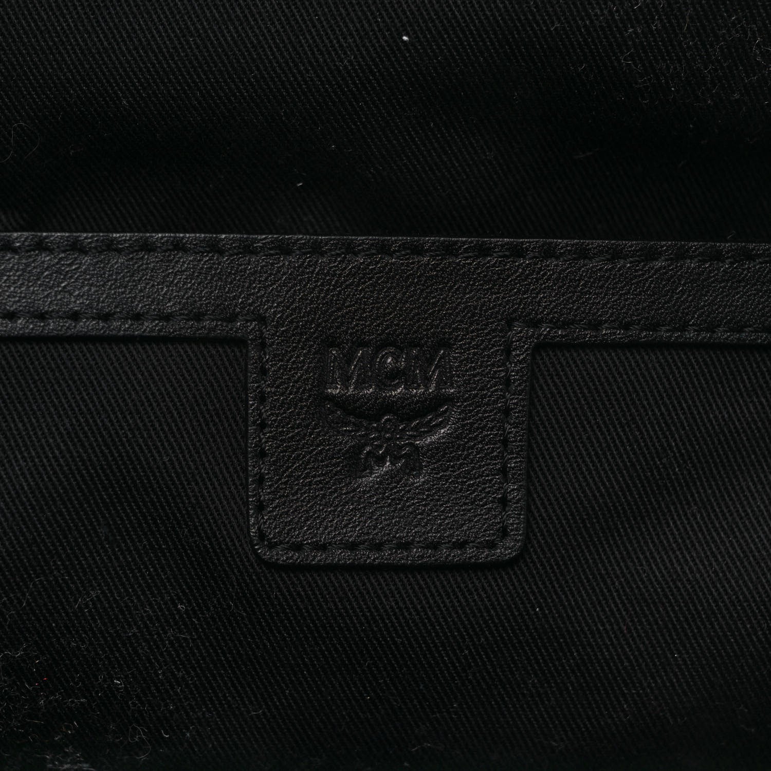 MCM Shearling Stripe Logo Stark Backpack Black White 6 of 9