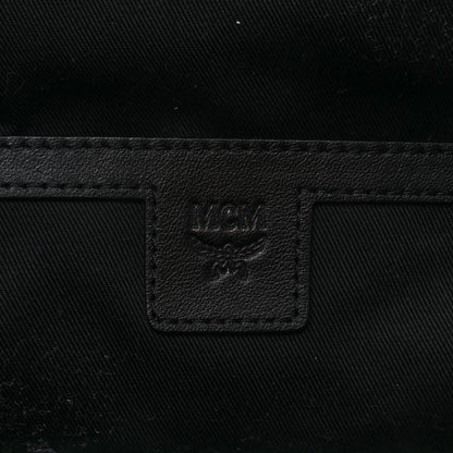 MCM Shearling Stripe Logo Stark Backpack Black White 6 of 9