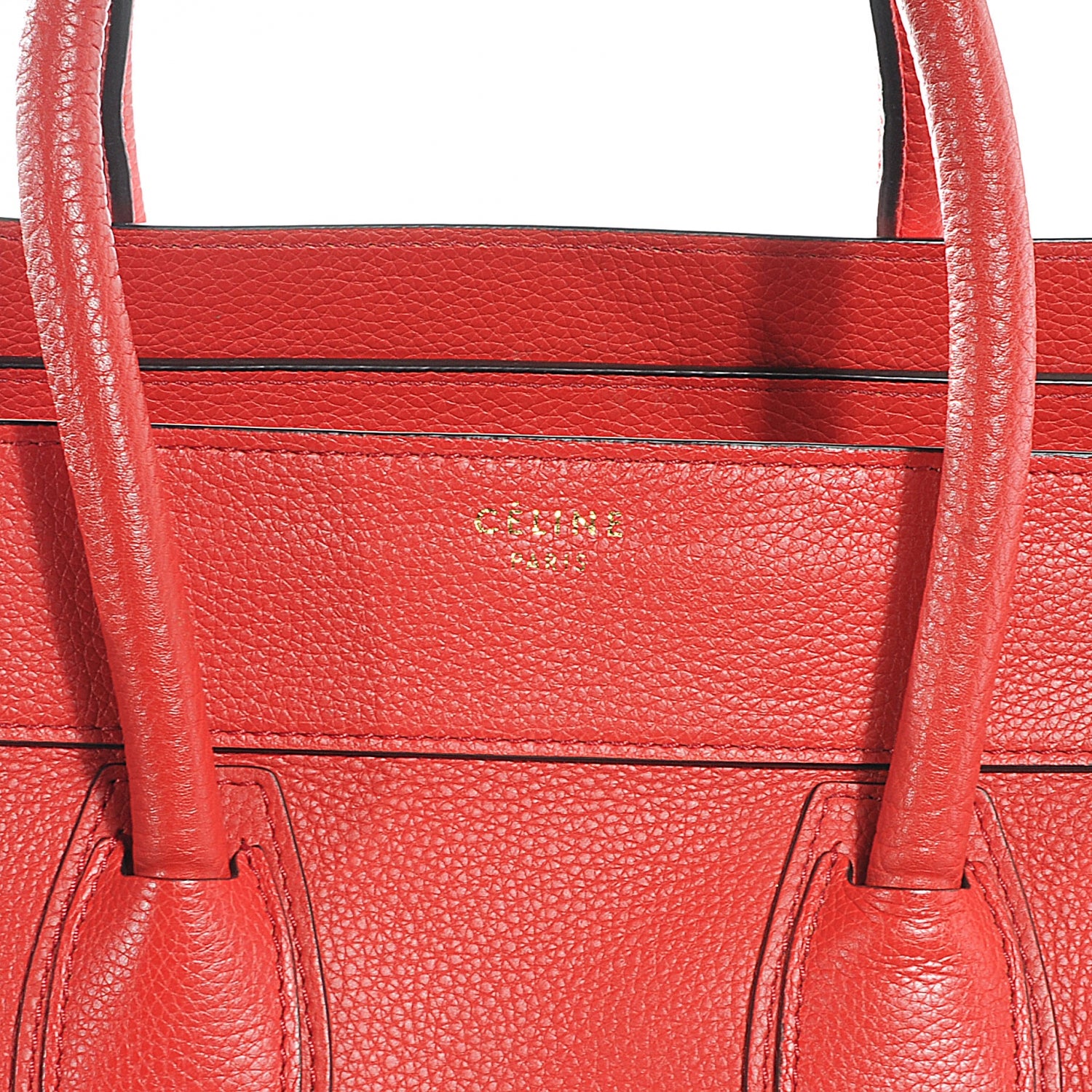 Celine Pebbled Leather Mini Luggage Coquelicot 5 of 9
