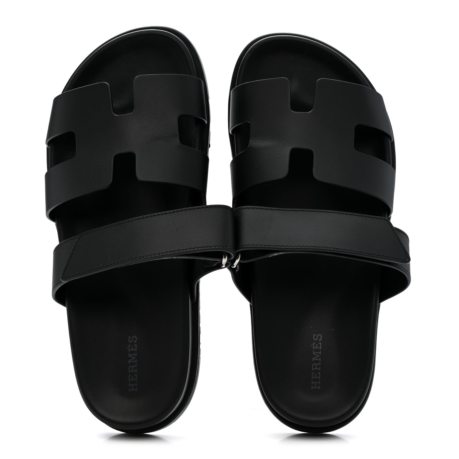 Hermes Calfskin Womens Chypre Sandals 38.5 Black 2 of 9