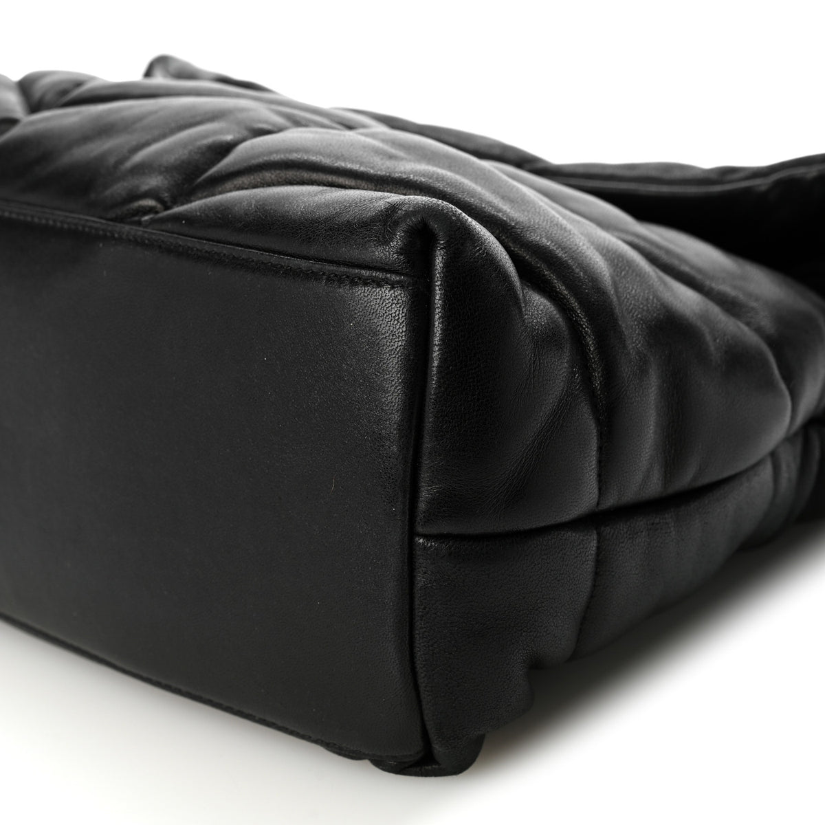 Lambskin Quilted Medium Loulou Puffer Monogram Chain Satchel Black