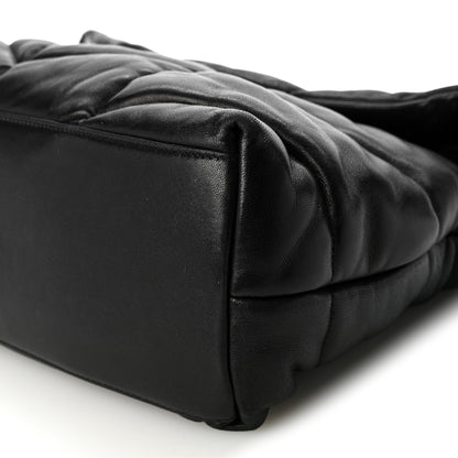 Saint Laurent Lambskin Quilted Medium Loulou Puffer Monogram Chain Satchel Black 10 of 10