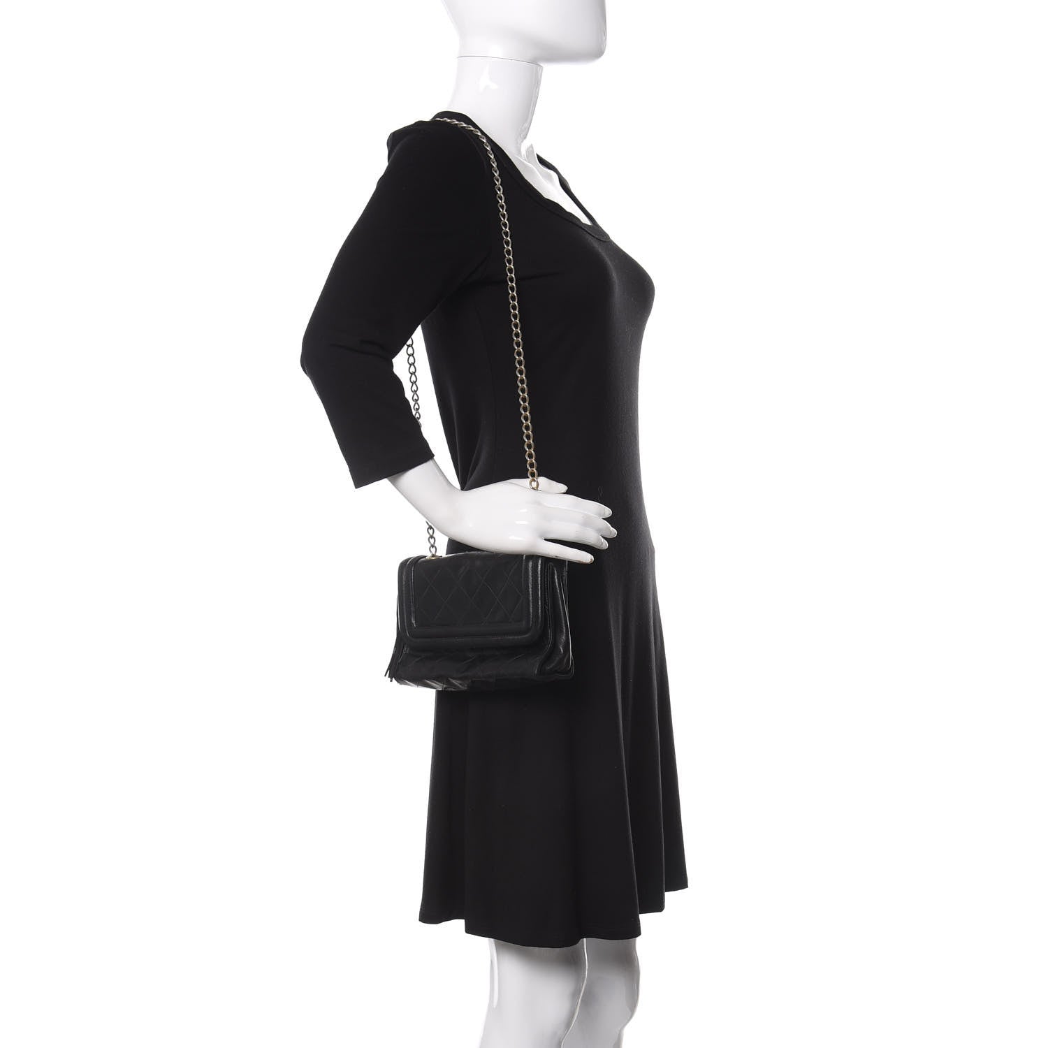 Chanel Lambskin Quilted Tassel Shoulder Flap Bag Black 2 of 14
