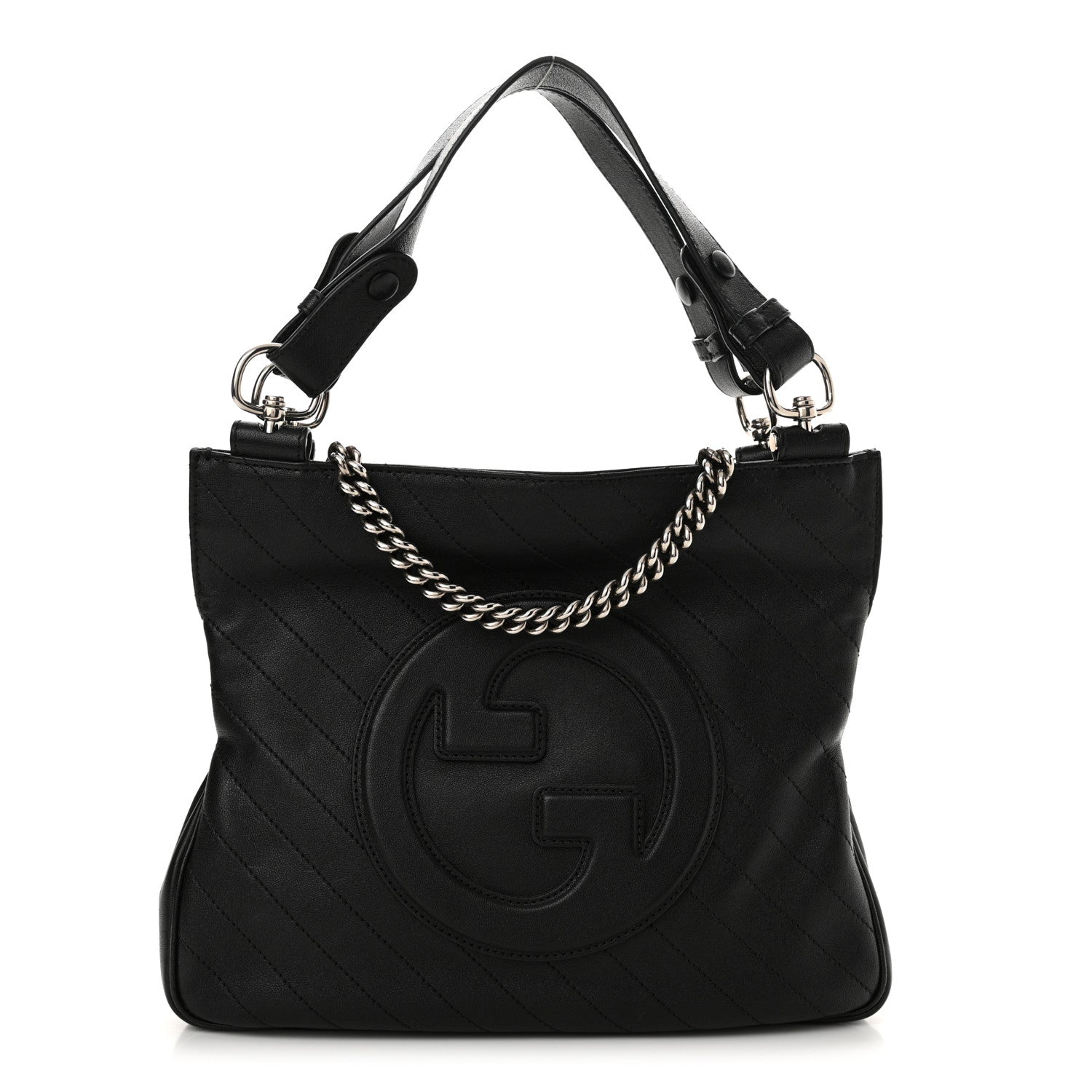 Gucci Sakai Be Green Calfskin Diagonal Stitched Small Blondie Tote Black 1 of 10