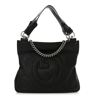 Gucci Sakai Be Green Calfskin Diagonal Stitched Small Blondie Tote Black 1 of 10