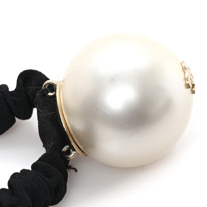 Chanel Pearl CC Hair Tie Black Gold Pearly White 4 of 6