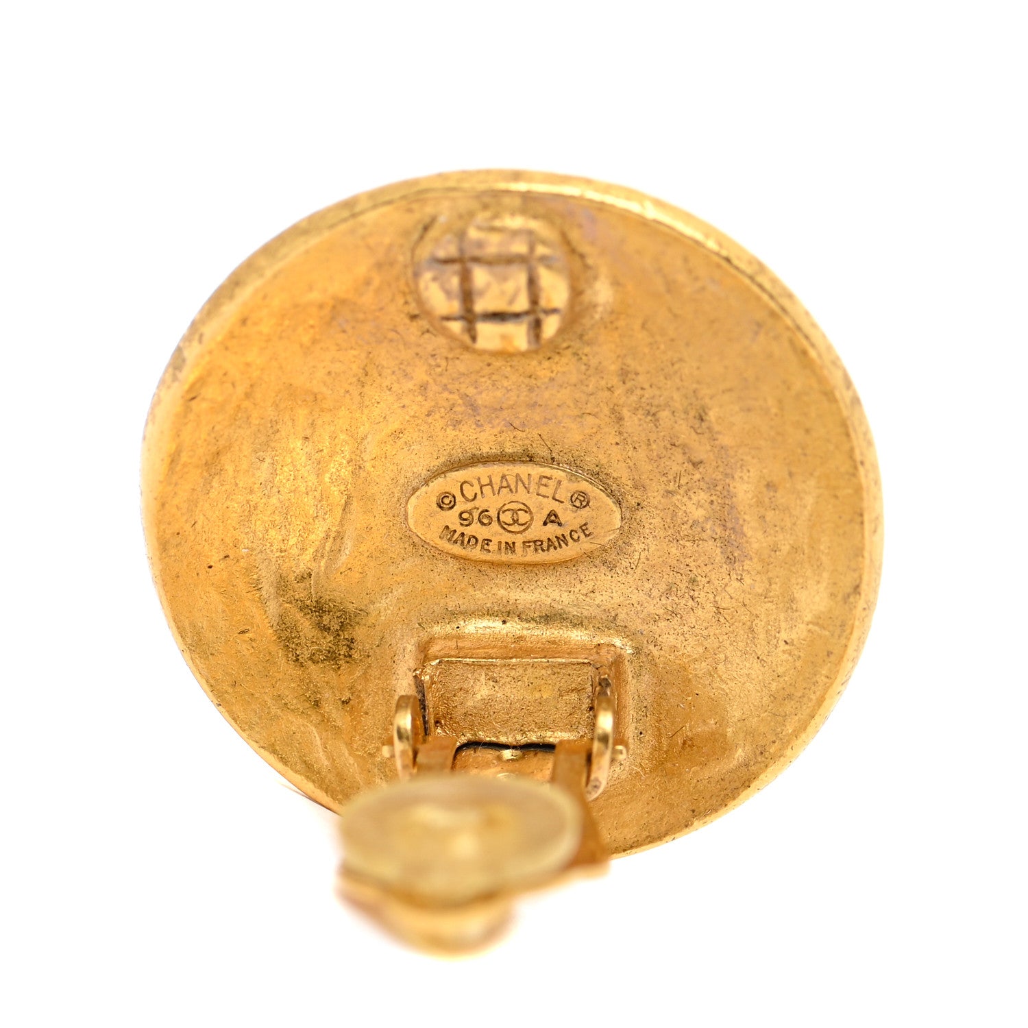 Chanel Metal CC Button Clip On Earrings Gold 5 of 5