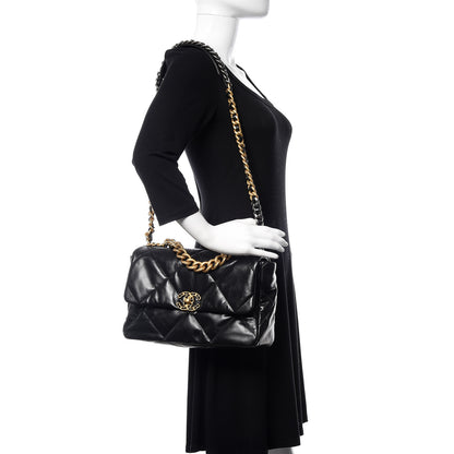 Chanel Lambskin Quilted Large 19 Flap Black 2 of 11