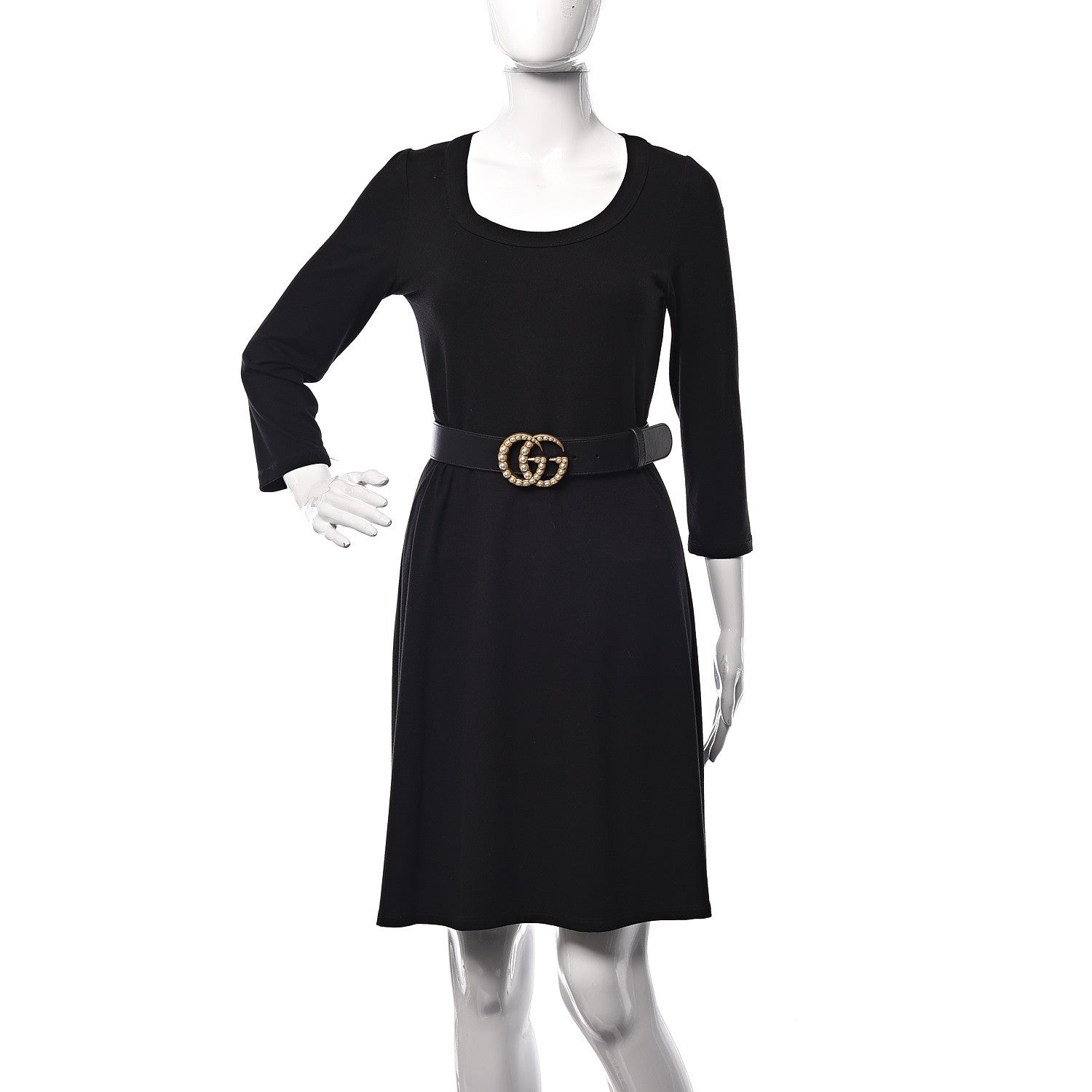 Gucci Moon Calfskin Pearl Double G 40mm Belt 70 28 Black Cream 2 of 6