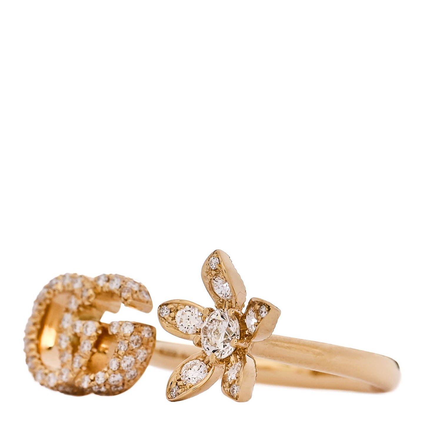 18K Yellow Gold Diamond Flora Open Ring 51 5.75