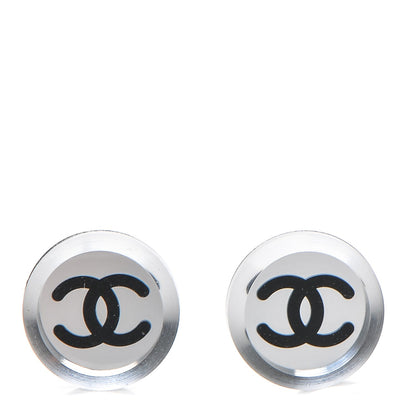 Chanel Mirror Resin CC Earrings Silver 1 of 4