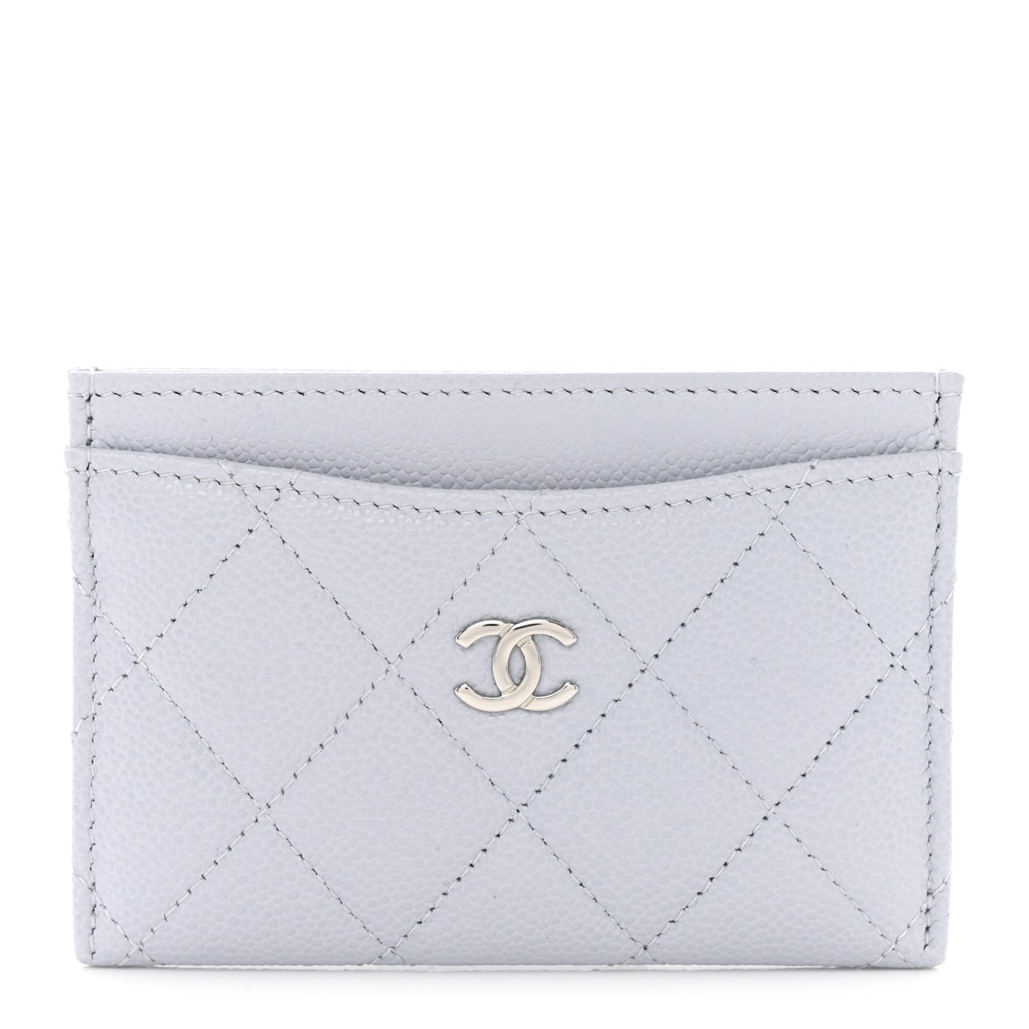 Caviar Quilted Card Holder Light Grey