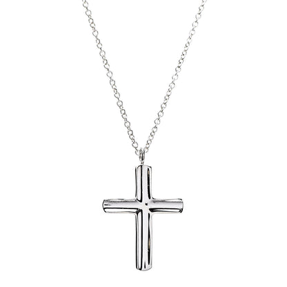 Tiffany Sterling Silver Concave Cross Pendant Necklace 4 of 6