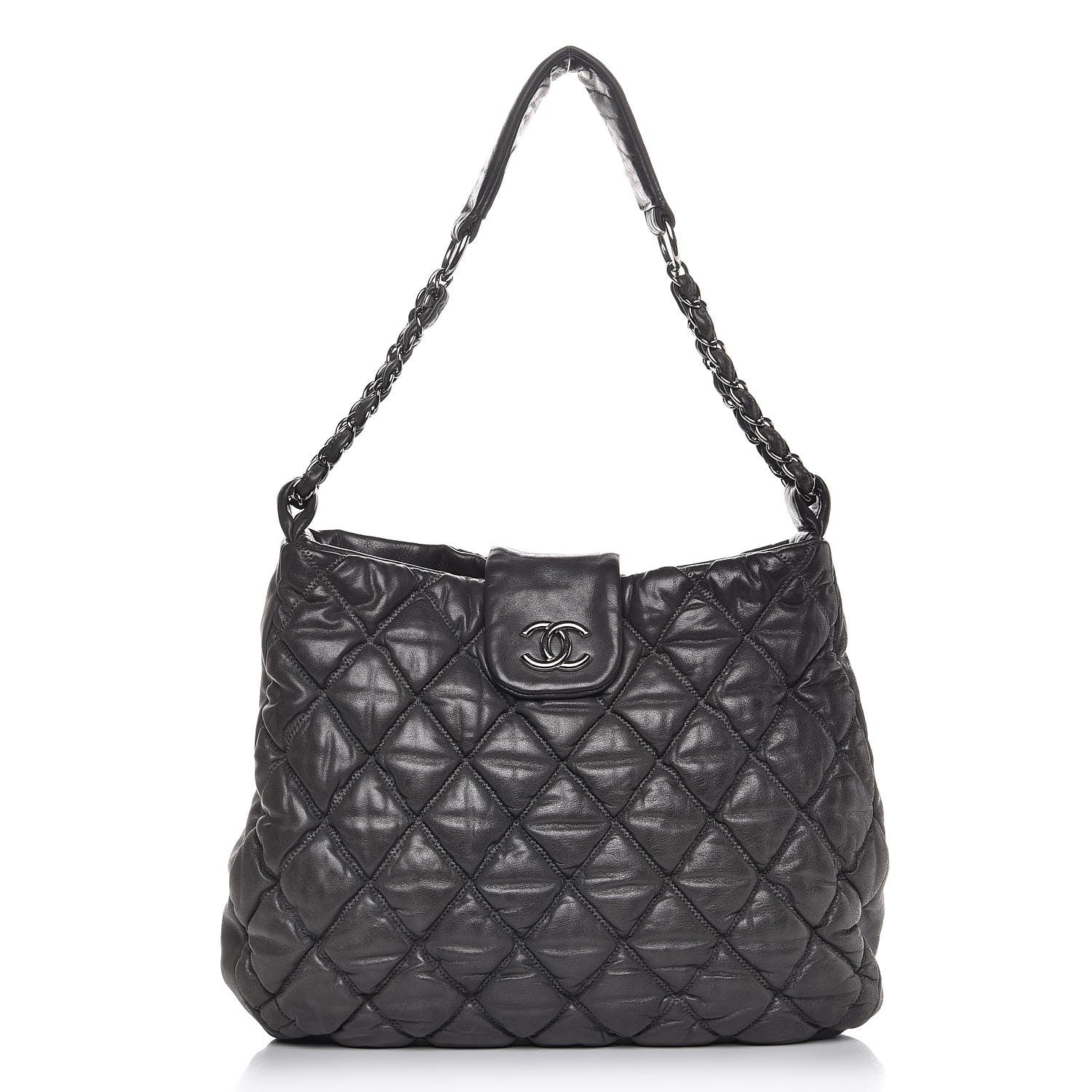 Chanel Calfskin Bubble Quilt Hobo Grey 1 of 7