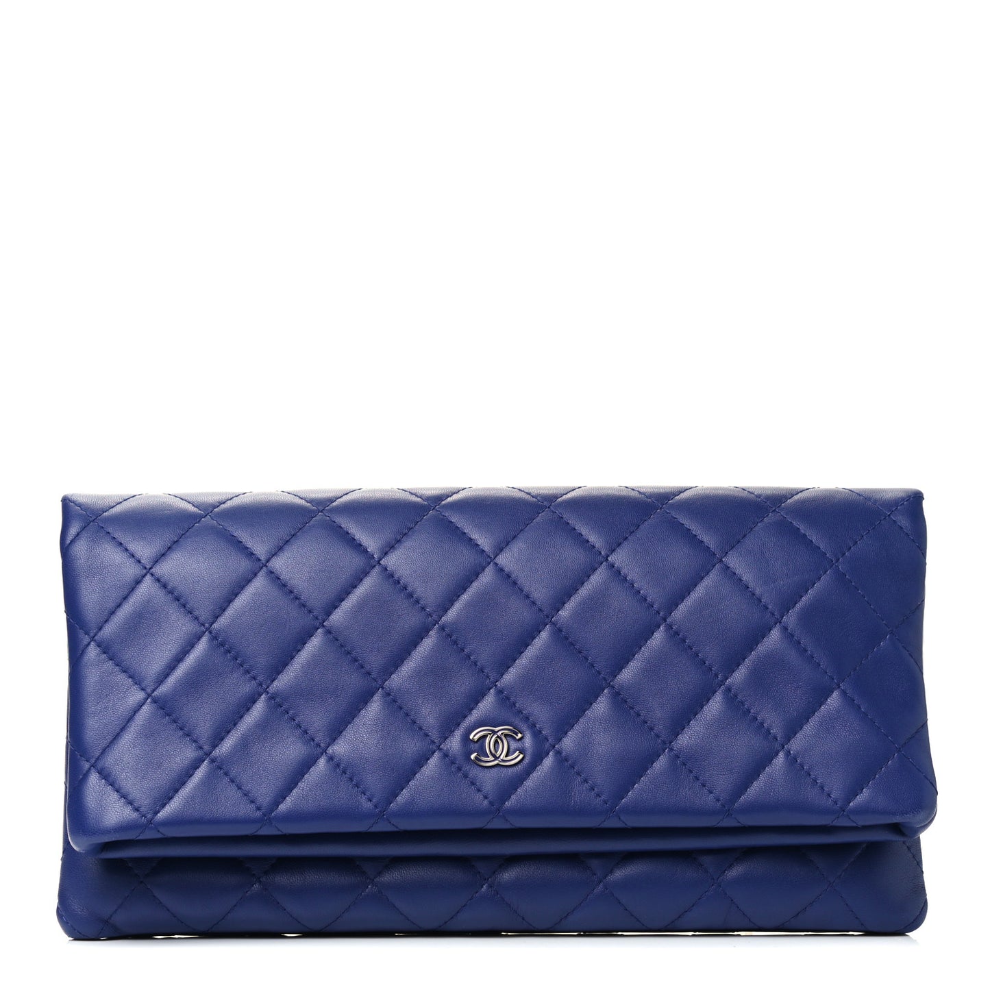Lambskin Quilted CC Beauty Clutch Blue