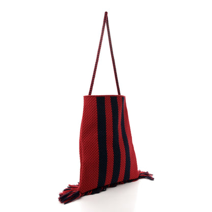Gucci x Adidas Crochet Fringe Messenger Bag Hibiscus Red 3 of 10