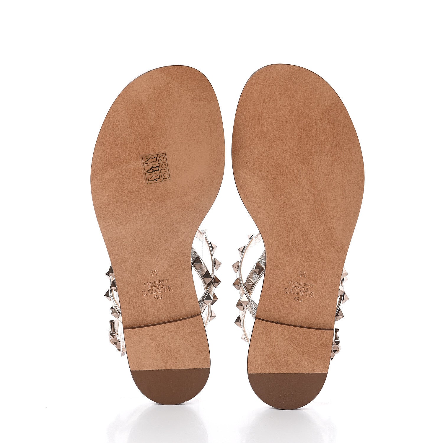 Valentino Garavani Metallic Nappa Rockstud Slingback Flat Thong Sandals 39 Skin 5 of 7