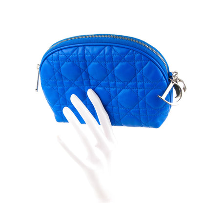 Christian Dior Lambskin Cannage Cosmetic Case Blue Persan 2 of 7