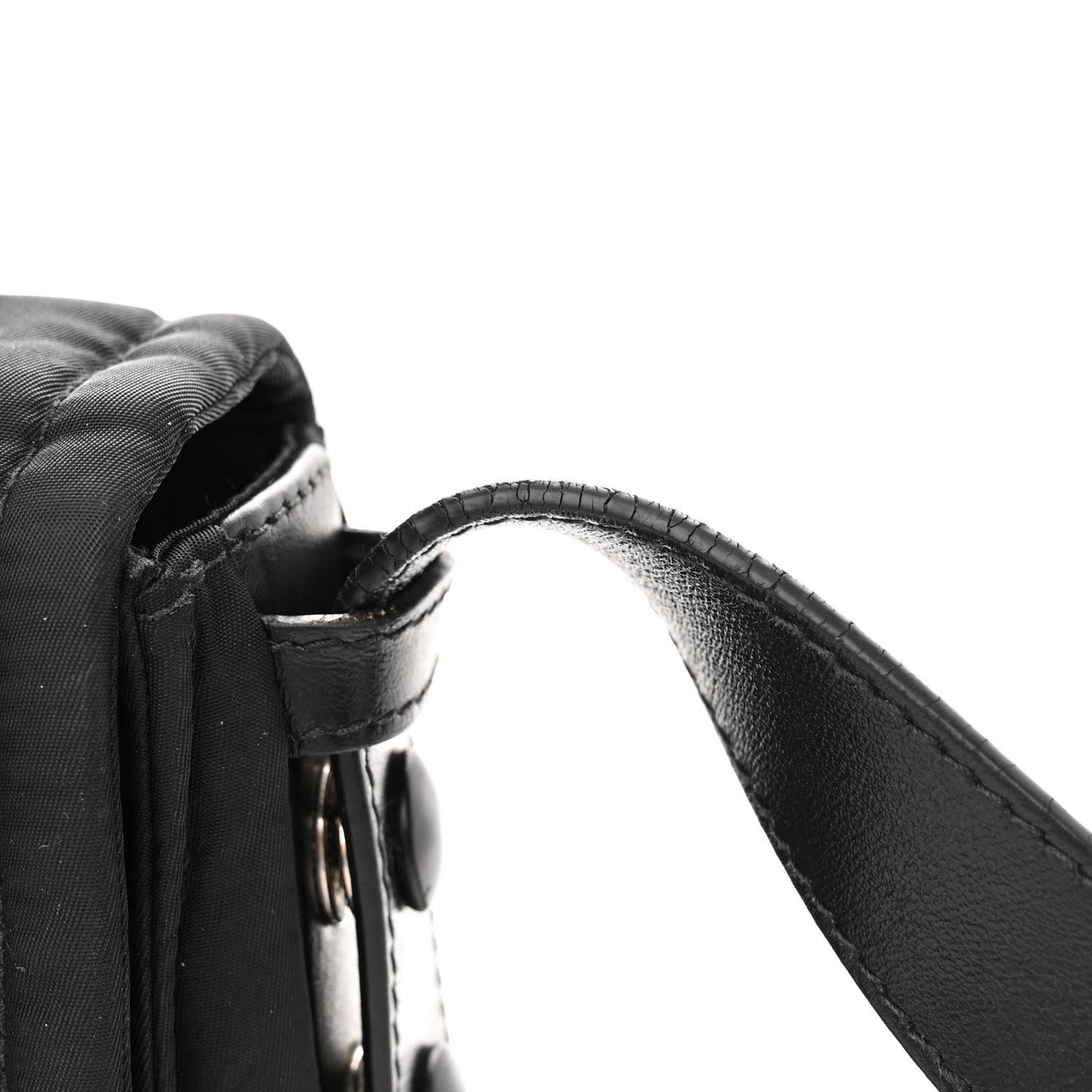 Re-Nylon Vitello Padded Small Flap Shoulder Bag Black