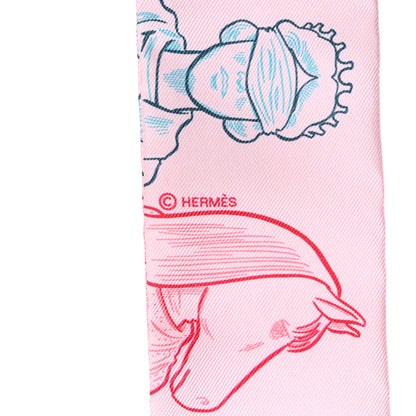 Hermes Silk Dress Code Twilly Rose Pale Bleu Rouge 4 of 4