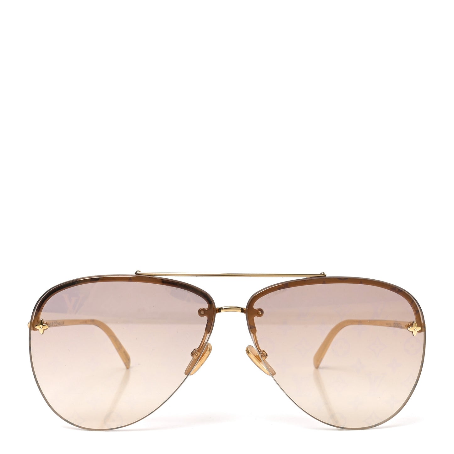 Metal Monogram LV Pilot Light Sunglasses Z1913U Gold Gradiant Brown