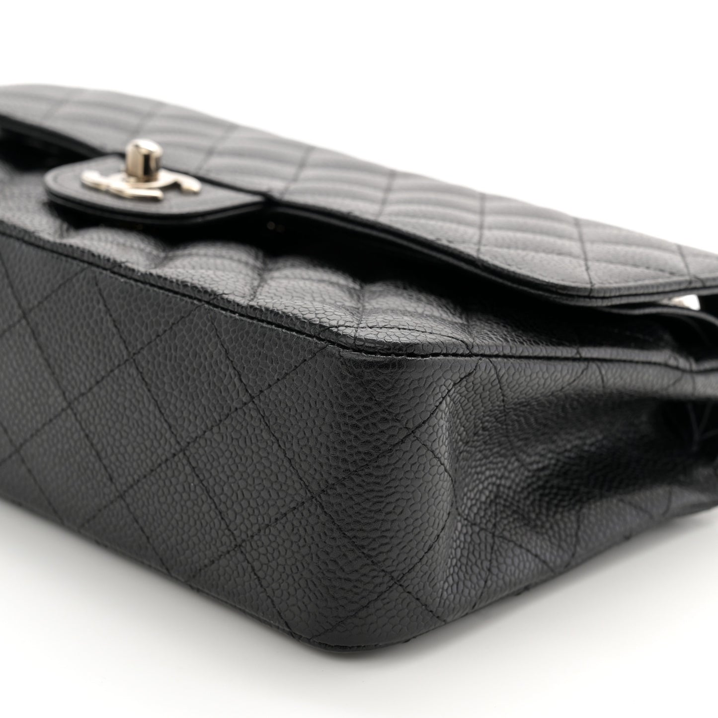 Caviar Quilted Medium Double Flap Black