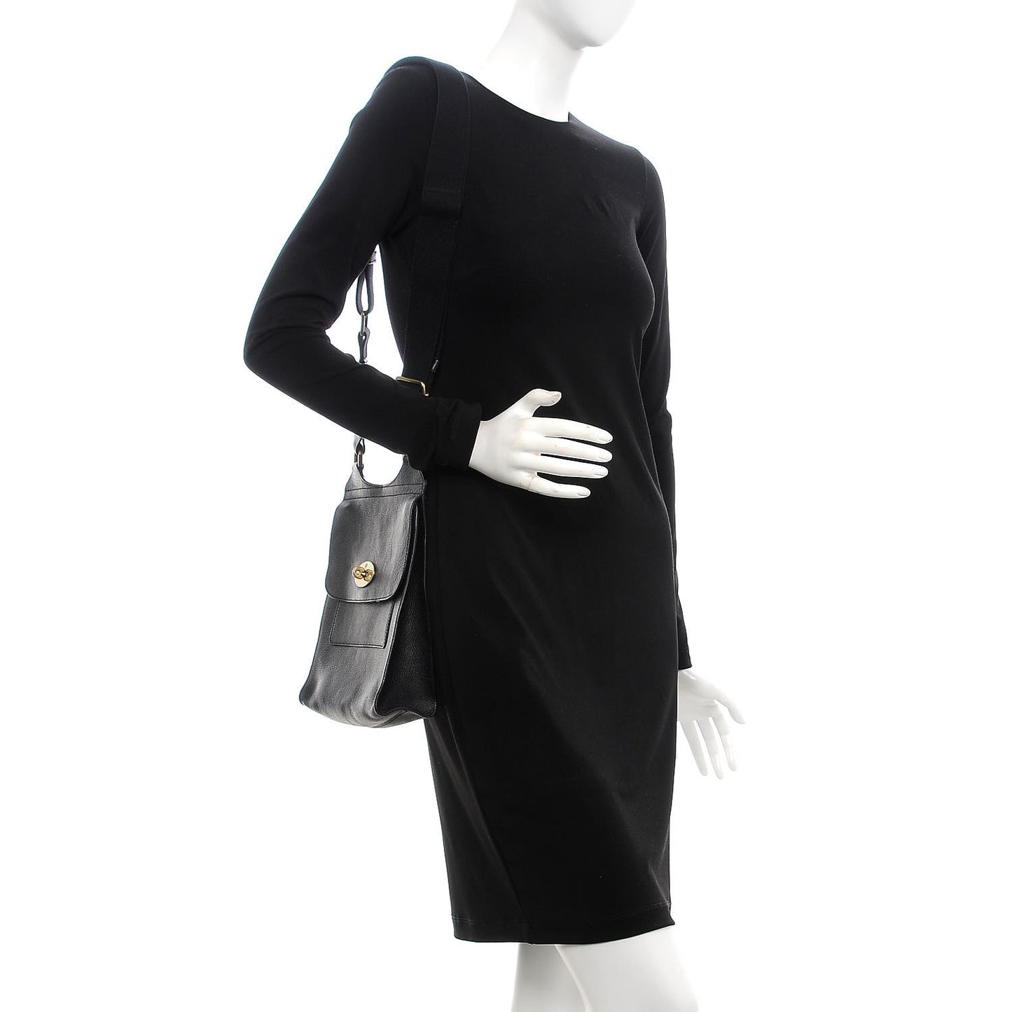 Natural Grain Calfskin Antony Messenger Crossbody Black
