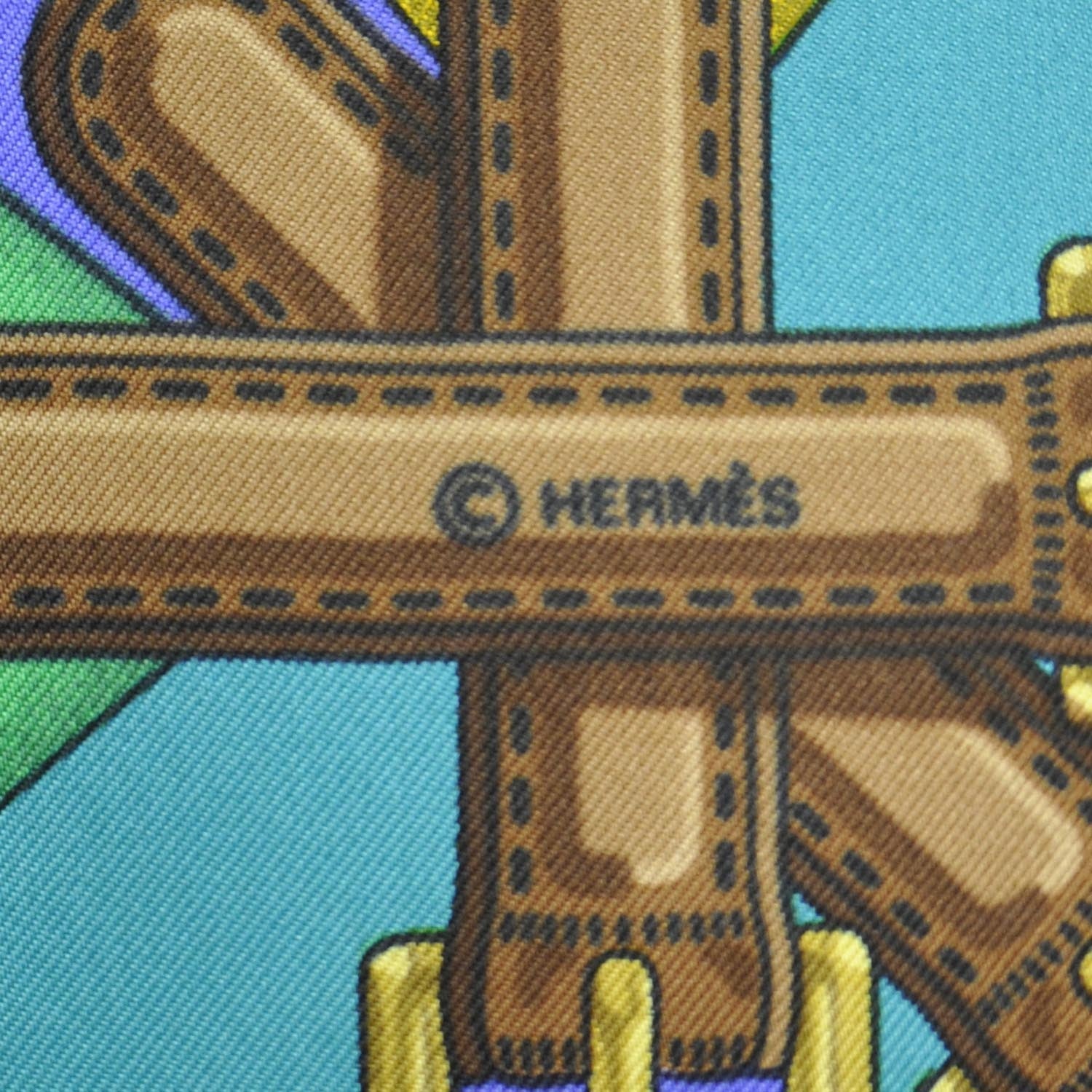 Hermes Silk Sangles Scarf 90 Bleu 3 of 4