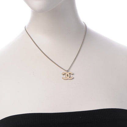Chanel Enamel CC Necklace Silver White 2 of 6