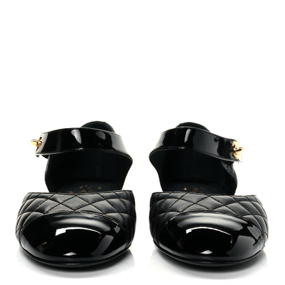 Chanel Patent Lambskin Quilted Cap Toe Ballerina Flats 39 Black 2 of 9