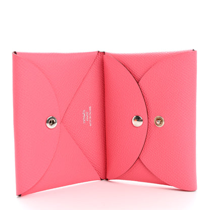Hermes Epsom Calvi Duo Card Case Rose Azalee 5 of 11
